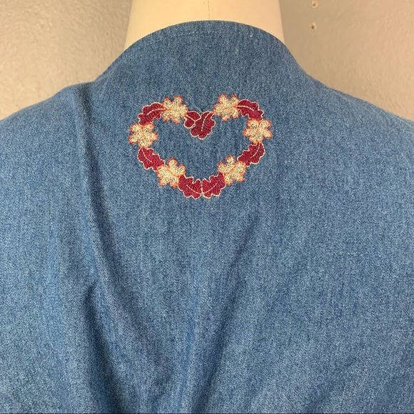 vintage Bobbie Brooks ugly Fall patchwork embroidered chambray button front vest - Picture 9 of 13